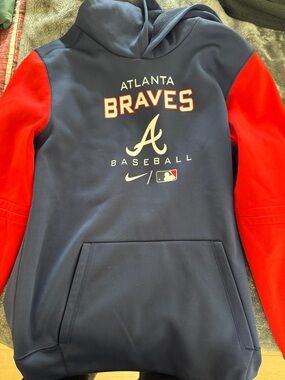 Nike Kids Atlanta Braves Navy and Red Hooded Pullover